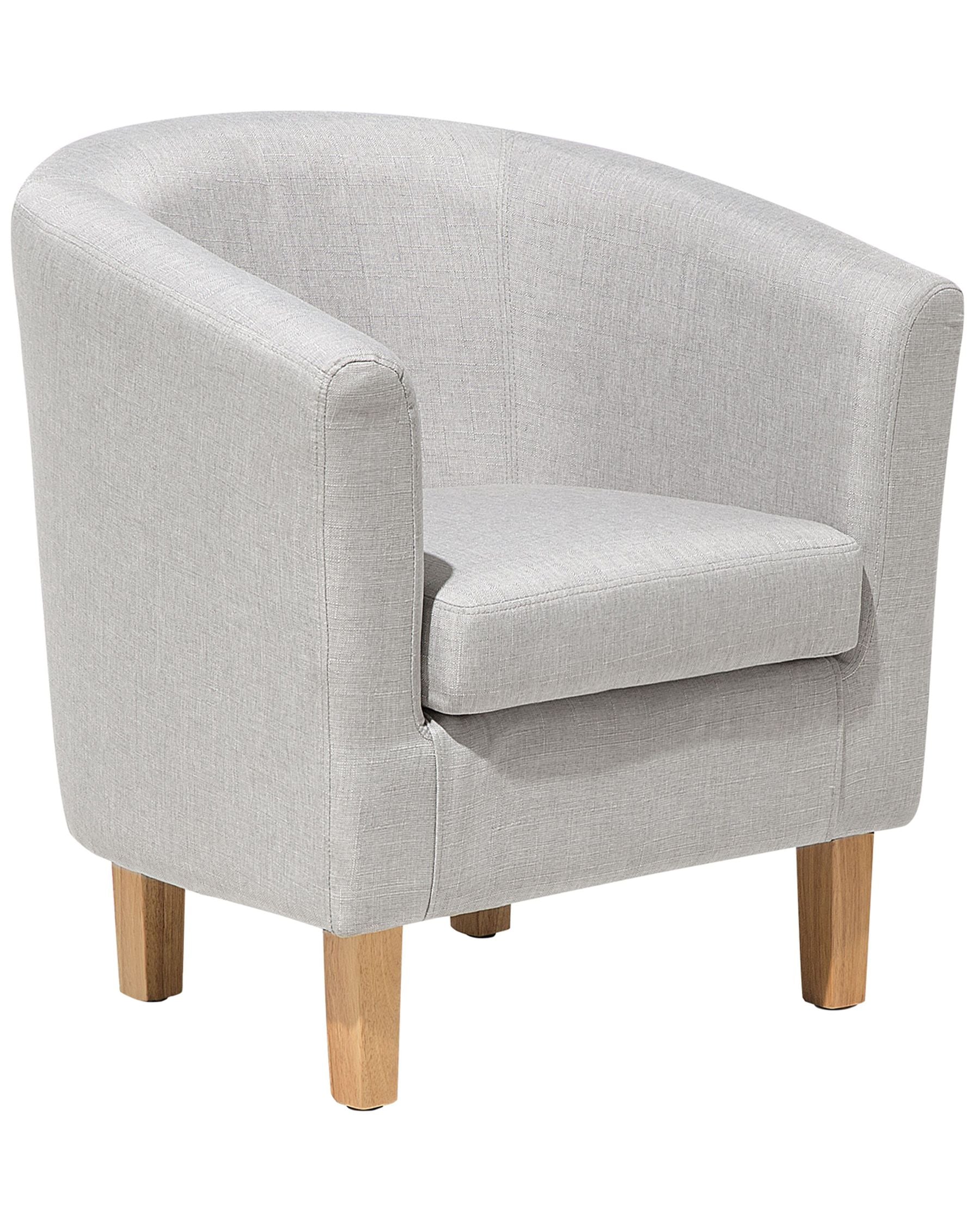 Horry Fabric Barrel Chair With Ottoman In Lit Grey Colour - Febonic Living