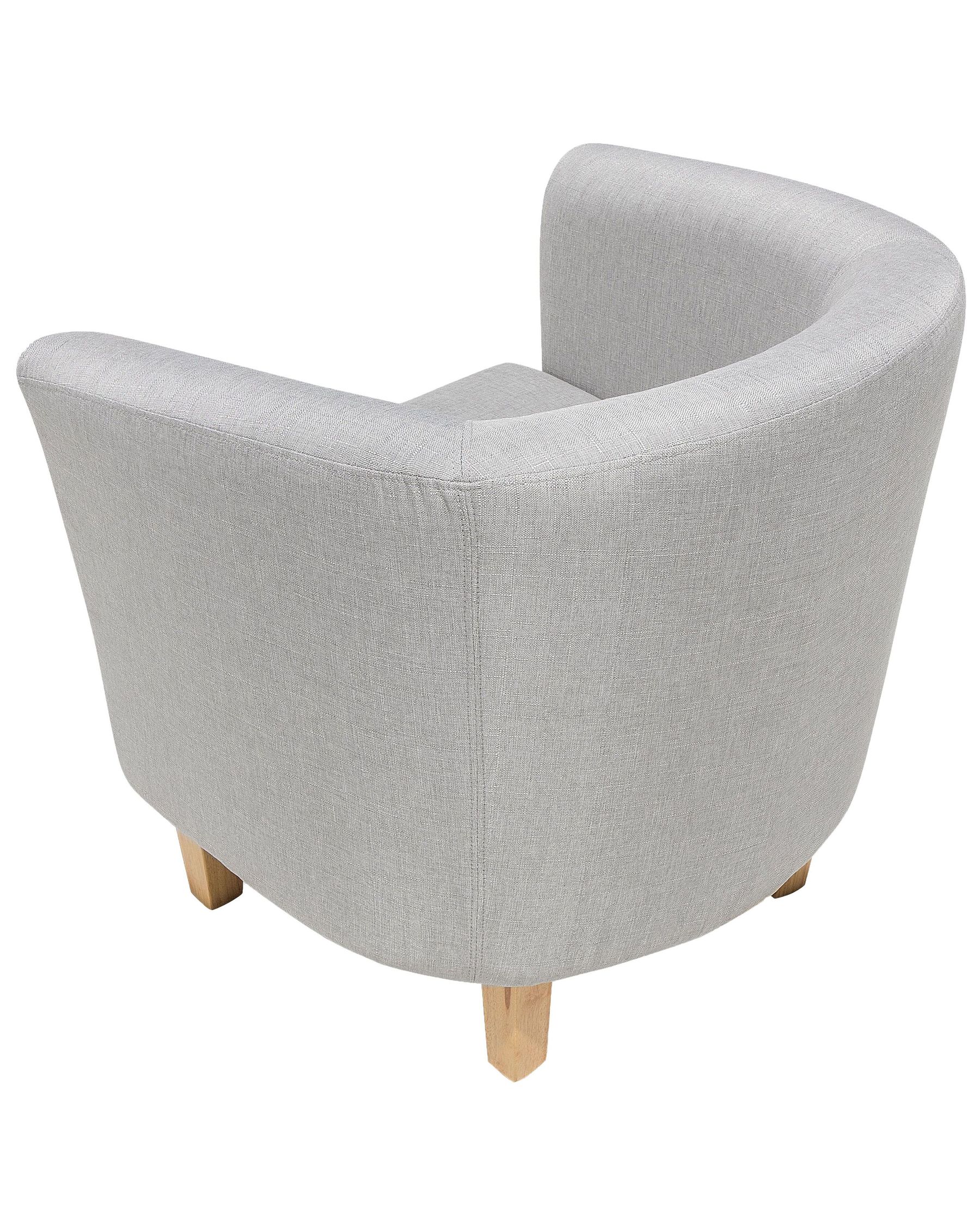 Horry Fabric Barrel Chair With Ottoman In Lit Grey Colour - Febonic Living