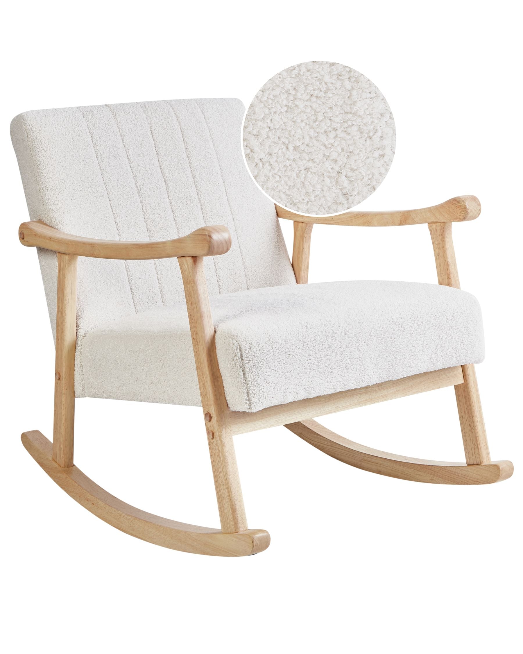 Lekky Boucle Rocking Chair in Shell White Colour - Febonic Living