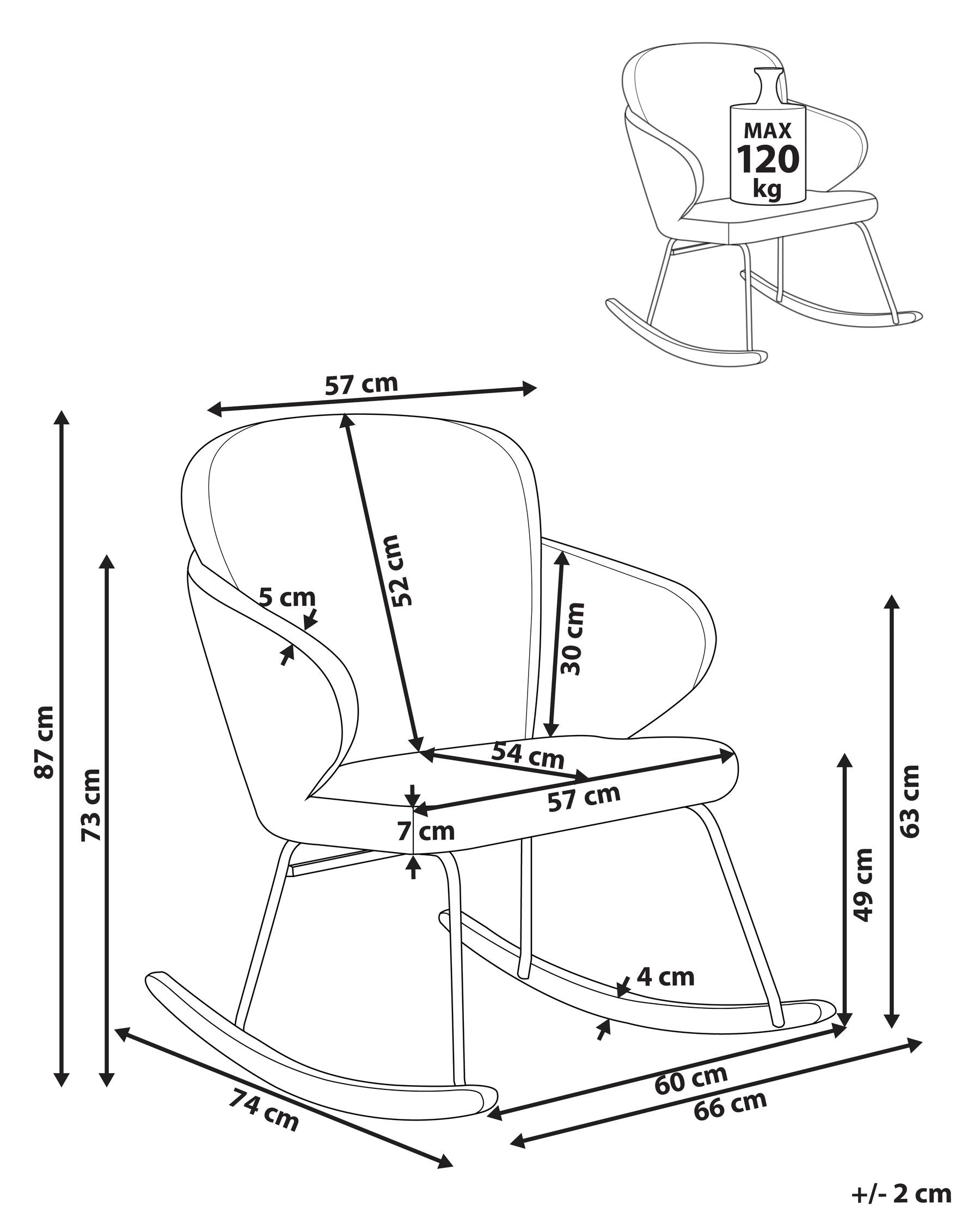 Viken Fabric Rocking Chair in Ivory Cream Colour