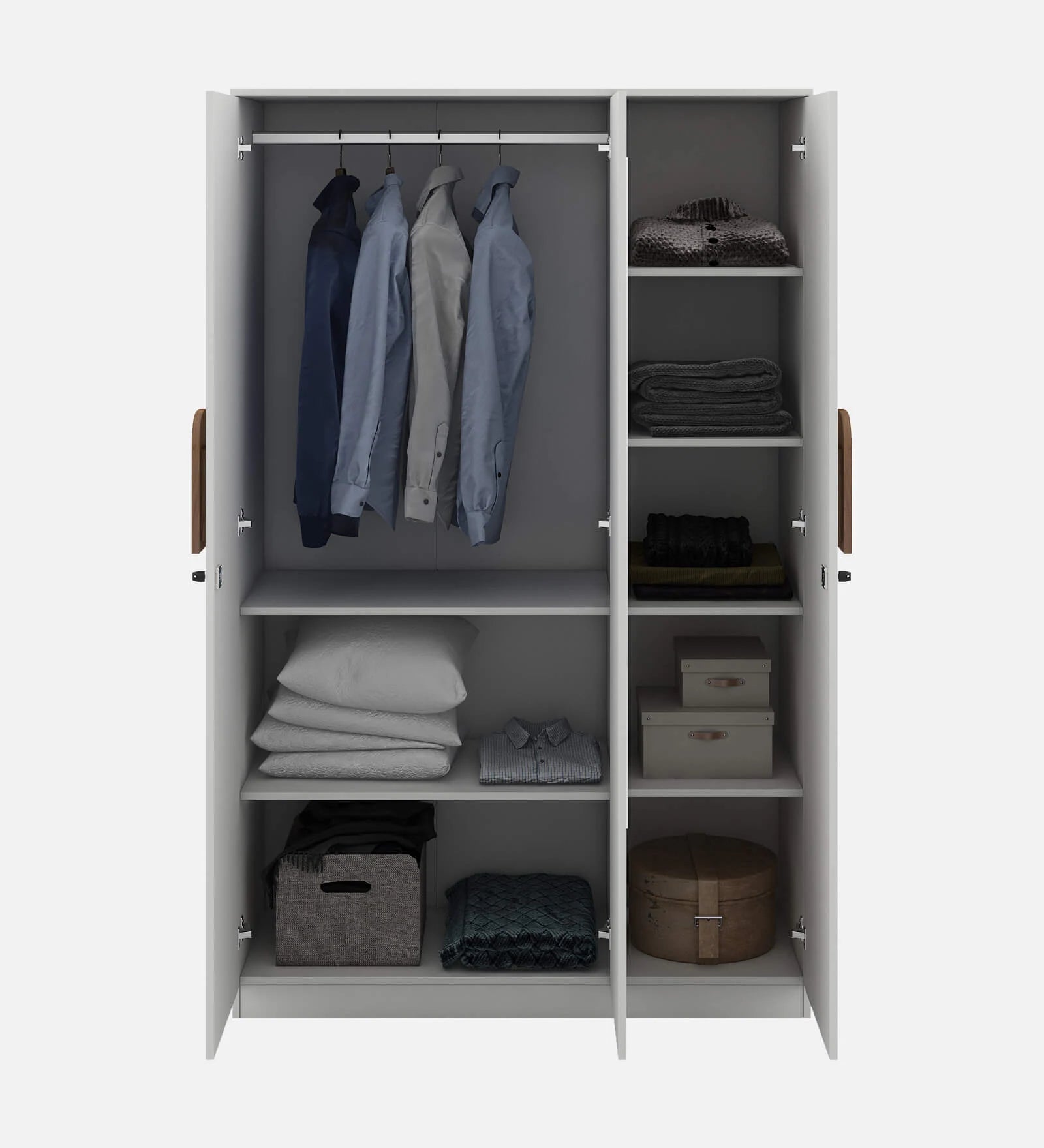Utsav 3 Door Wardrobe in Frosty White Finish With Mirror