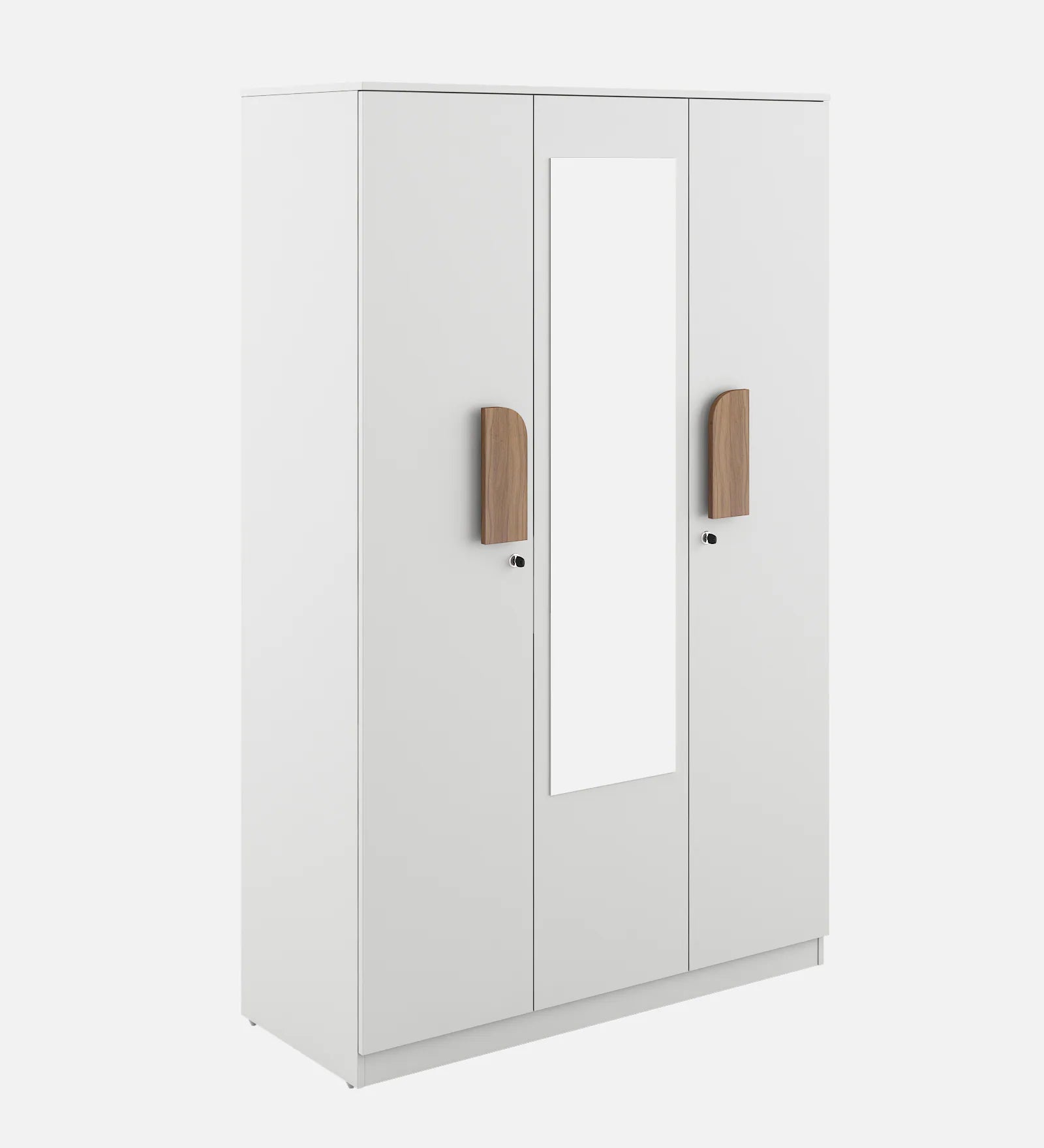 Utsav 3 Door Wardrobe in Frosty White Finish With Mirror