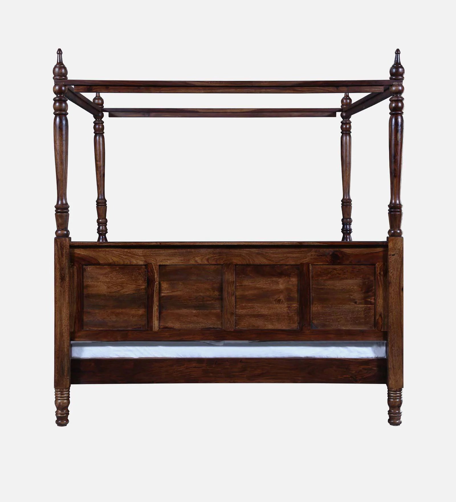 Elma Sheesham Wood King Size Poster Bed in Provincial Teak Finish - Febonic Living