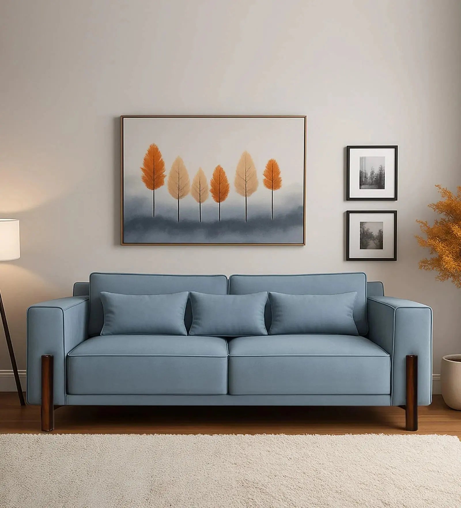 Venessa Velvet Fabric 3 Seater Sofa In Barmunda Aqua Color Febonic Living