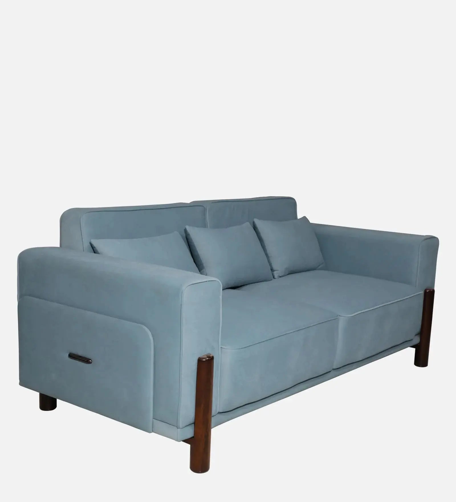 Venessa Velvet Fabric 3 Seater Sofa In Barmunda Aqua Color Febonic Living