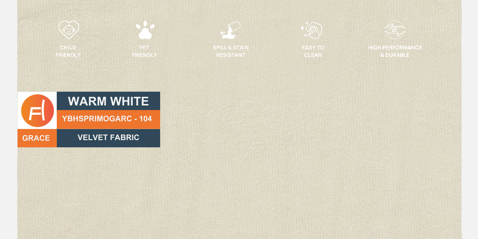 Yara Velvet Fabric 3 Seater Sofa In Warm White Colour - Febonic Living