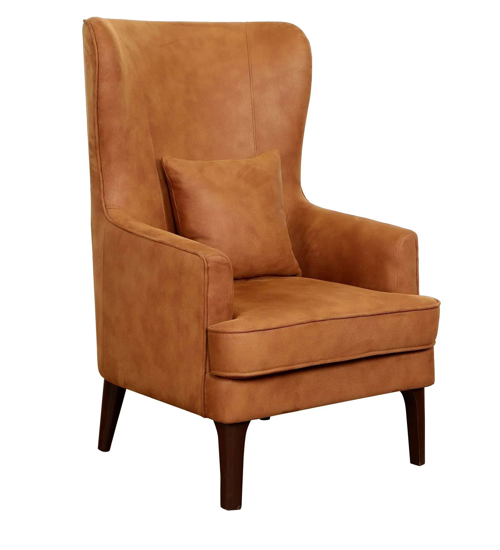 Swana Leatherette Wing Chair in Brown Colour