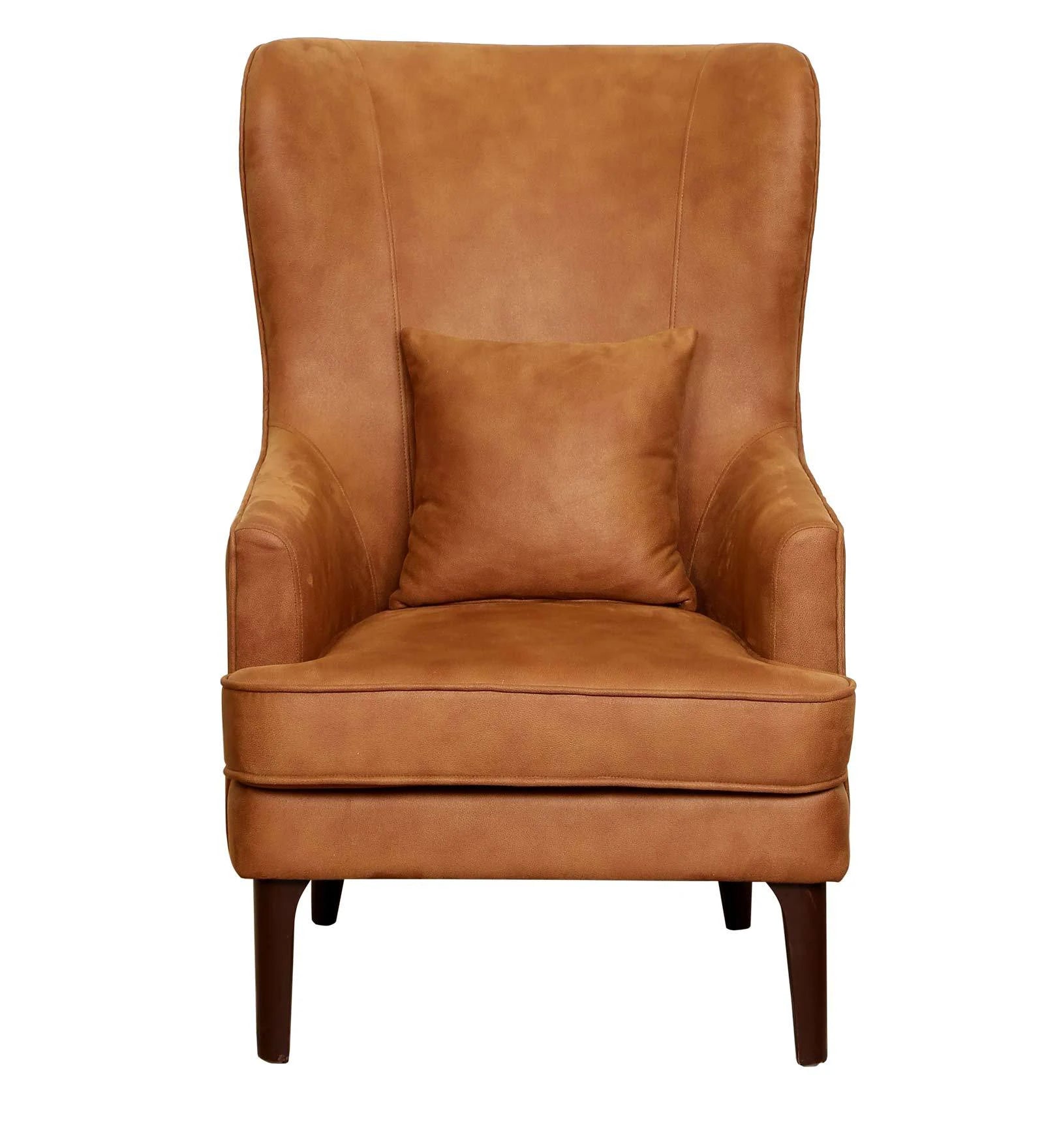 Swana Leatherette Wing Chair in Brown Colour