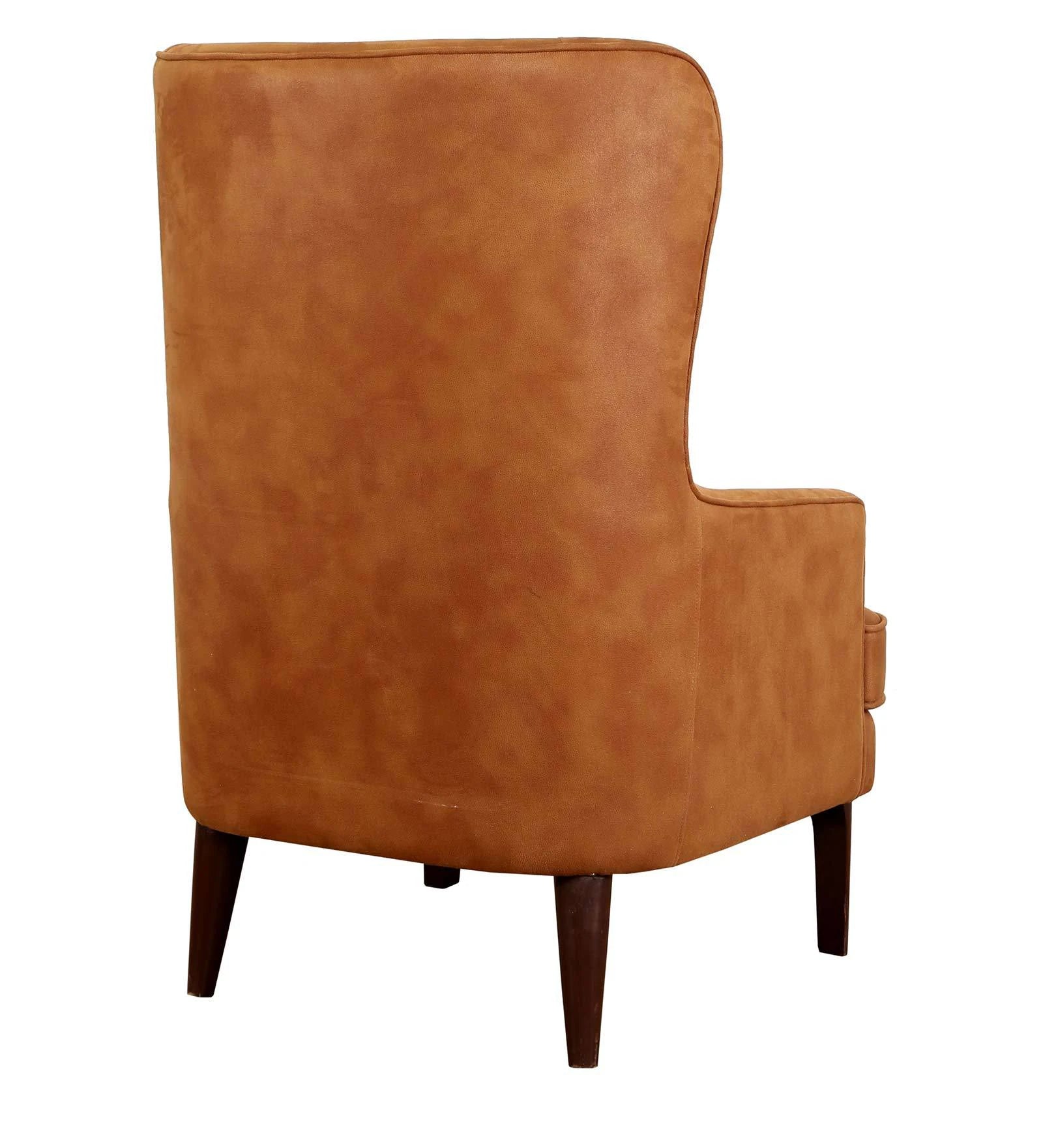 Swana Leatherette Wing Chair in Brown Colour
