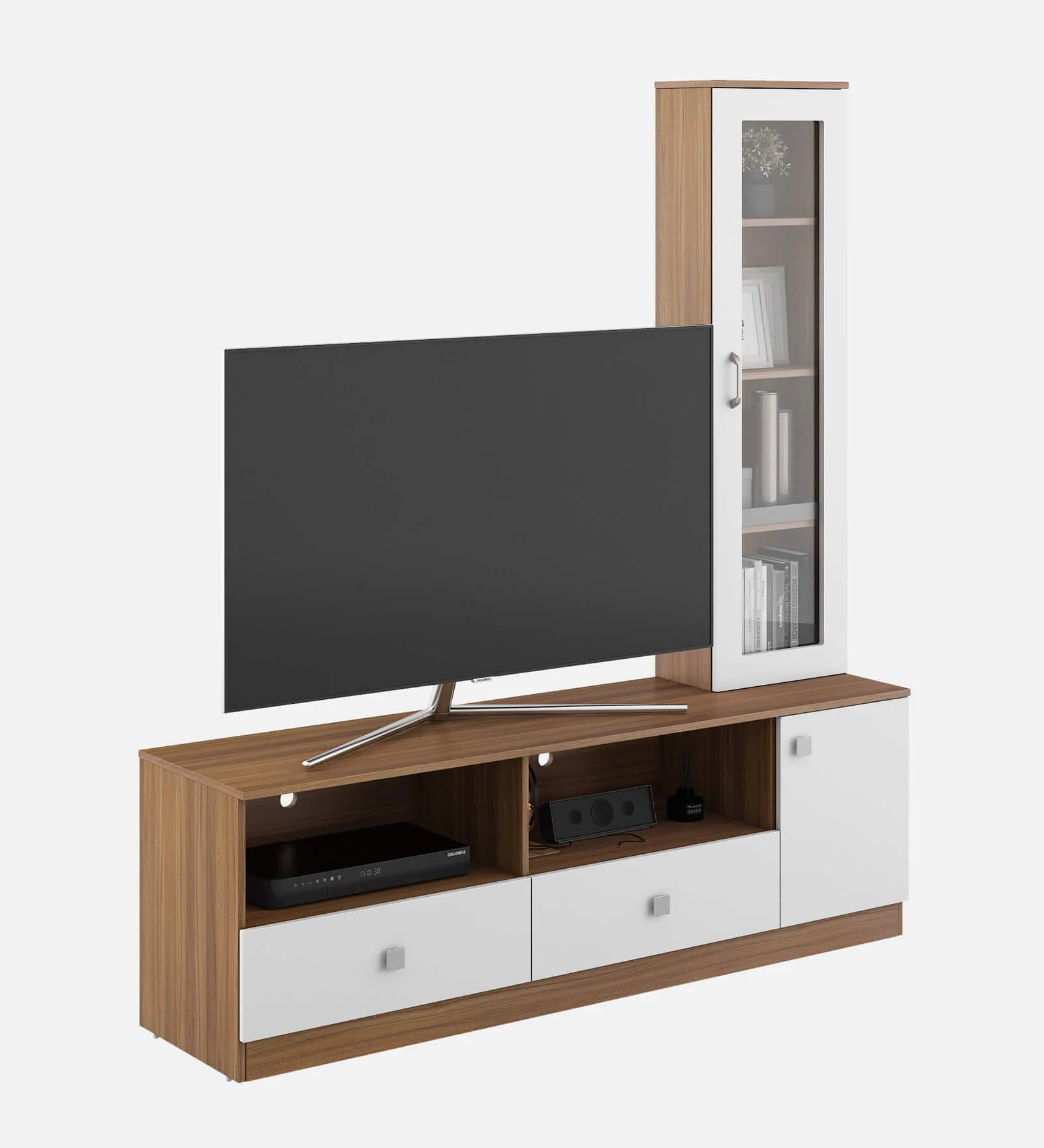 Wino Tv Unit in Frosty White and Oral Wallnut Finish
