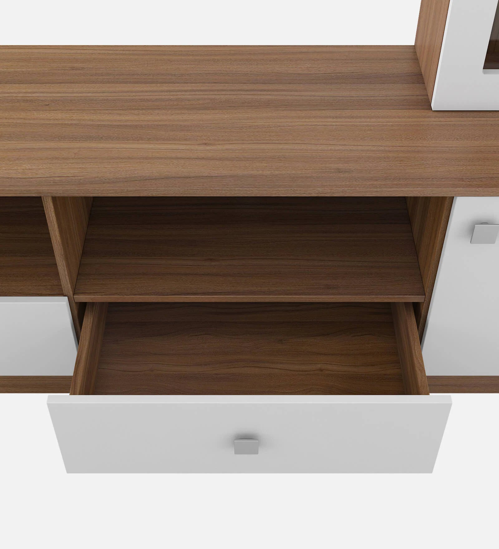 Wino Tv Unit in Frosty White and Oral Wallnut Finish