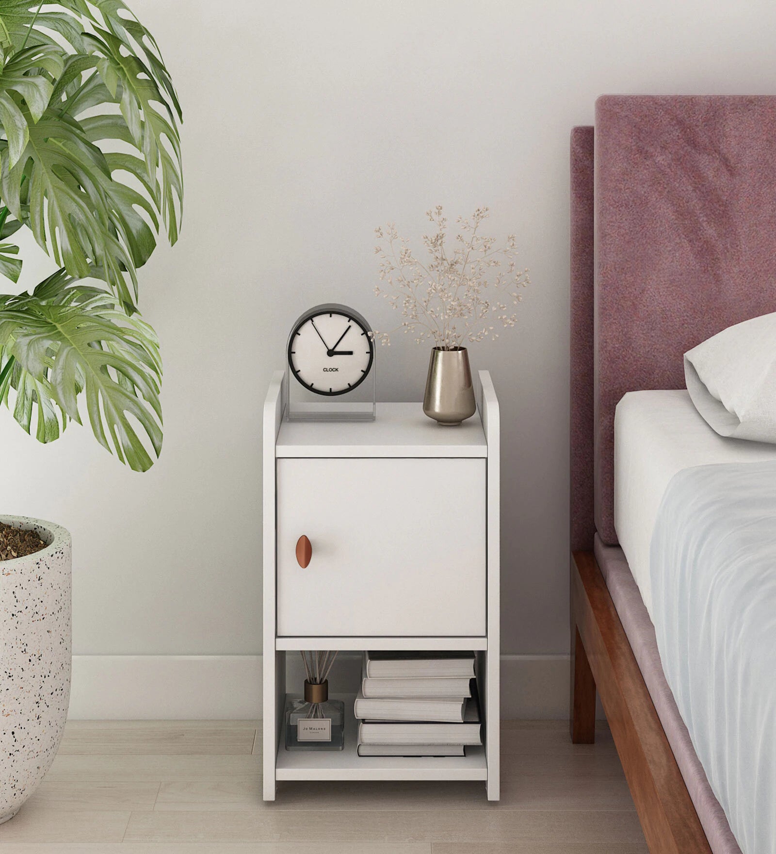 Luton Bed Side Table In Frosty White Finish - Febonic Living