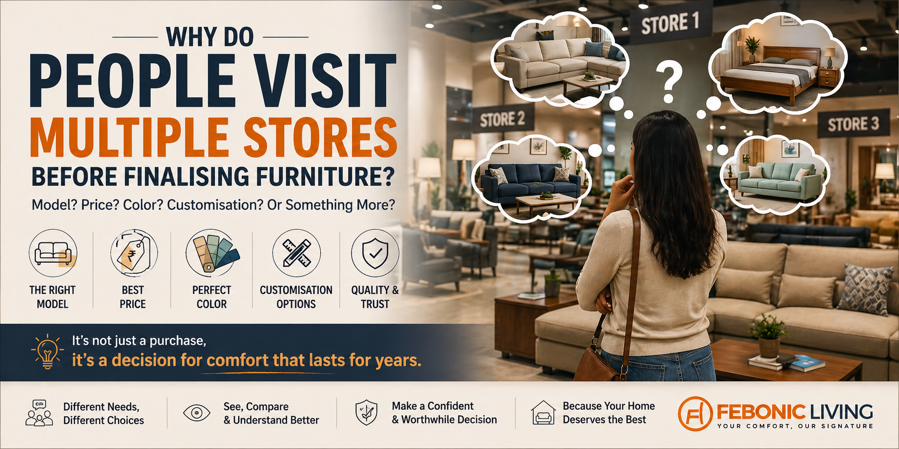 Why Visit Multiple Furniture Stores Before Finalising? Model, Price, Color, Customisation… or Something More?