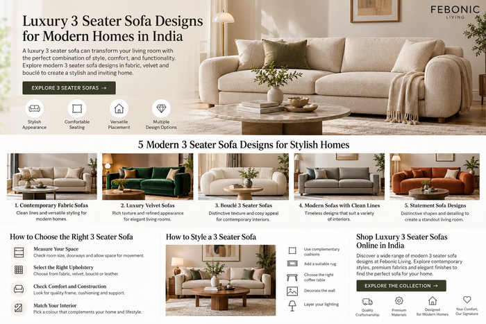Luxury 3 Seater Sofa Designs for Modern Homes in India