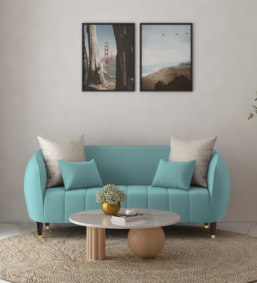 Hairo  2 Seater Velvet Sofa - Barmunda Aqua by Febonic Living