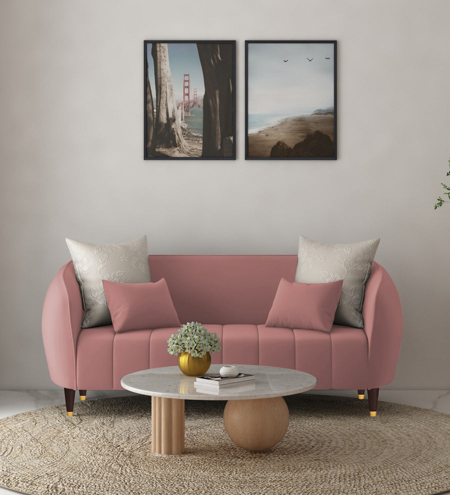 Hairo  2 Seater Velvet Sofa - Blush Pink by Febonic Living