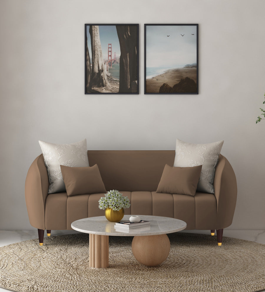 Hairo  2 Seater Velvet Sofa - Mocha Mouse by Febonic Living