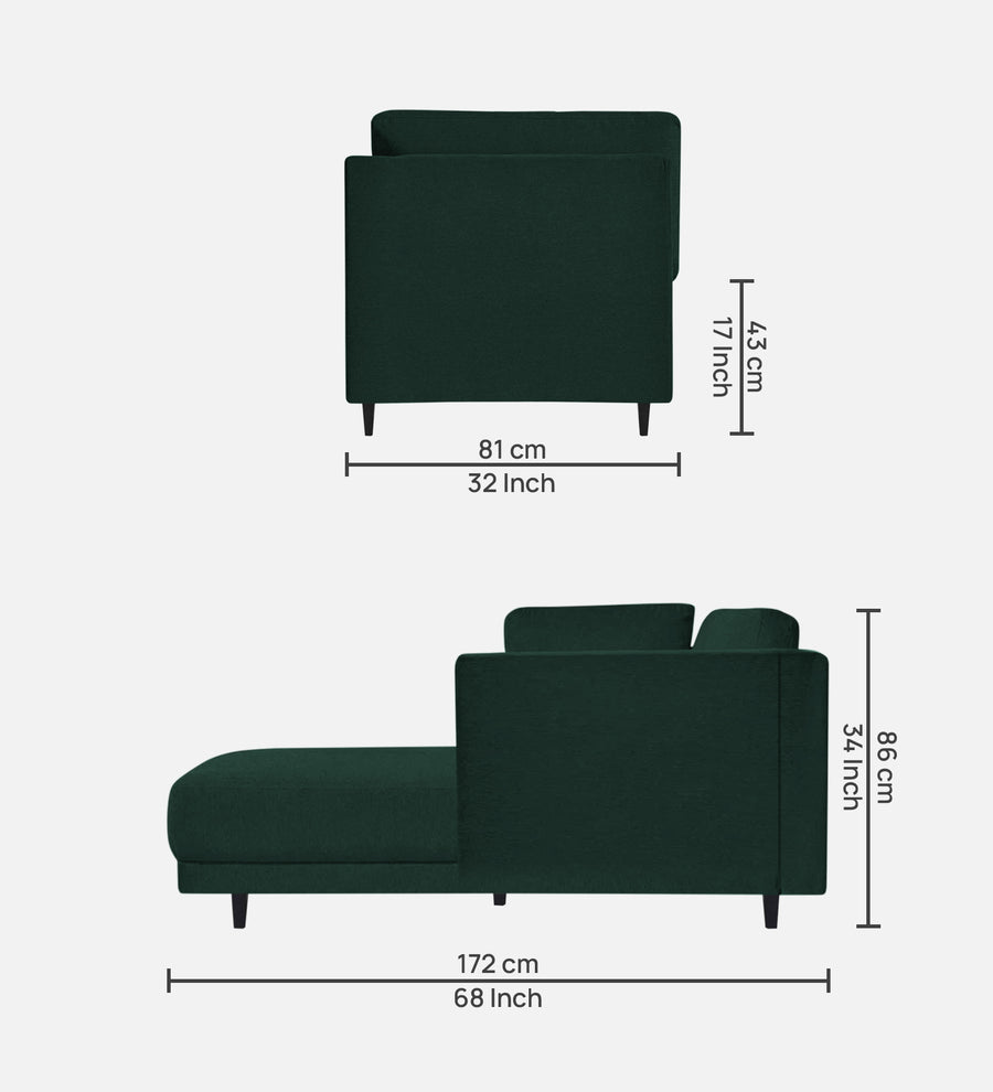 Jonze Velvet Lhs Chaise Lounger In Forest Green Colour - Febonic Living