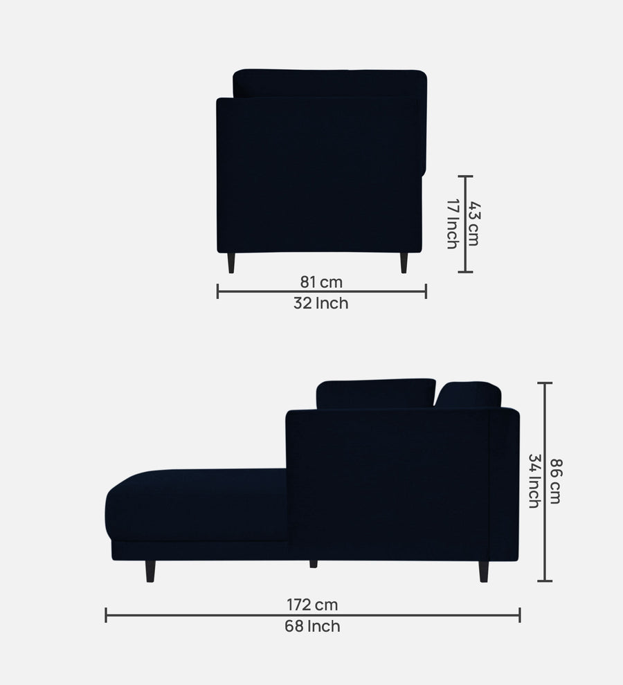 Jonze Velvet Lhs Chaise Lounger In Dark Blue Colour - Febonic Living