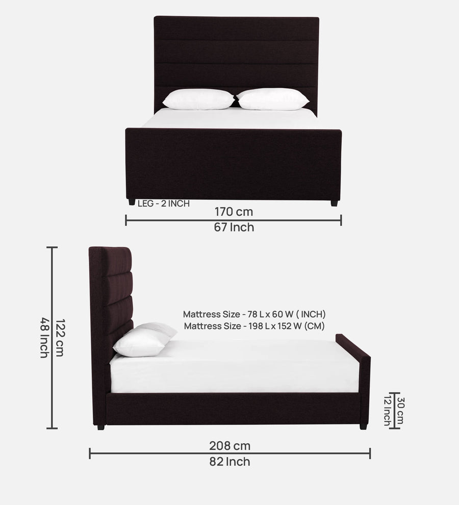 Pollen Fabric Upholstered Queen Size Bed In Cara Brown Colour - Febonic Living