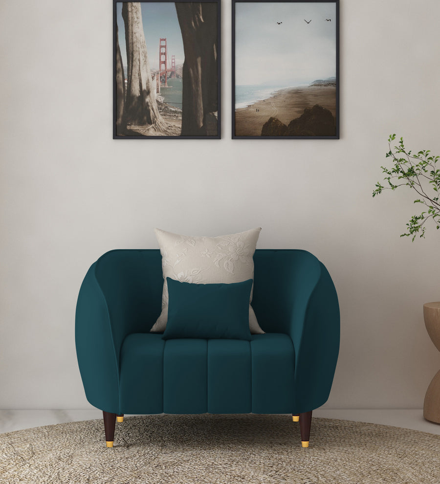 Hairo  1 Seater Velvet Sofa - Arabian Green by Febonic Living