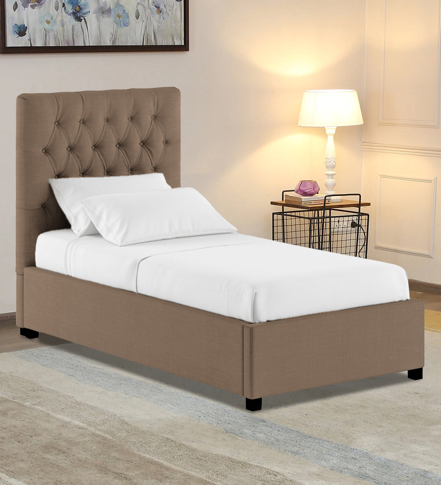 Isko  Upholstered Fabric Single Size Bed - Cookie Beige (Box Storage) by Febonic Living