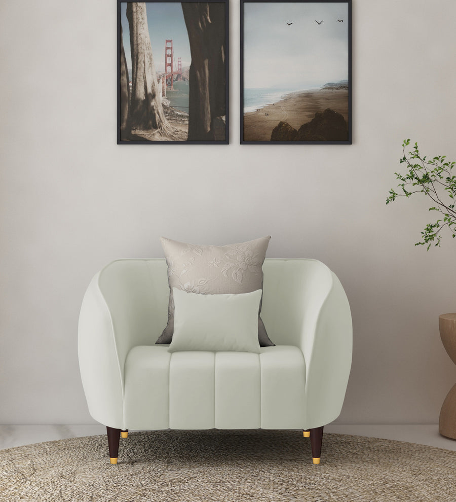 Hairo  1 Seater Velvet Sofa - Bone Grey by Febonic Living