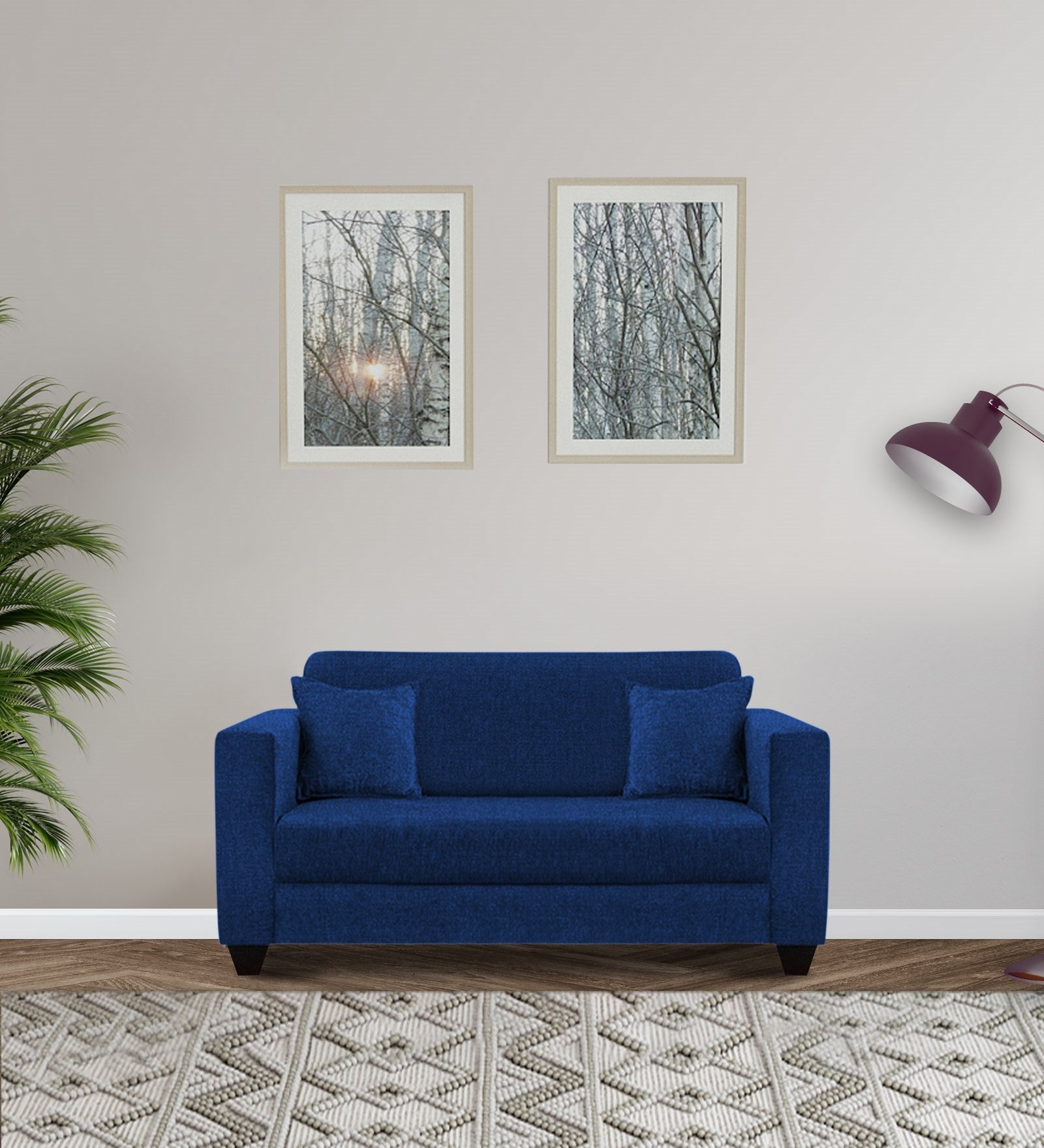 Nebula Fabric 2 Seater Sofa in Royal Blue Colour