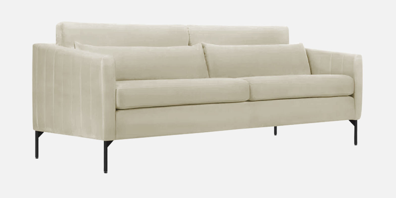 Haru Velvet 3 Seater Sofa in Warm White Colour