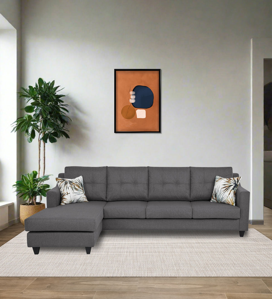 Welly  RHS  (3+Lounger) Fabric Sectional Sofa - Sudo Grey by Febonic Living