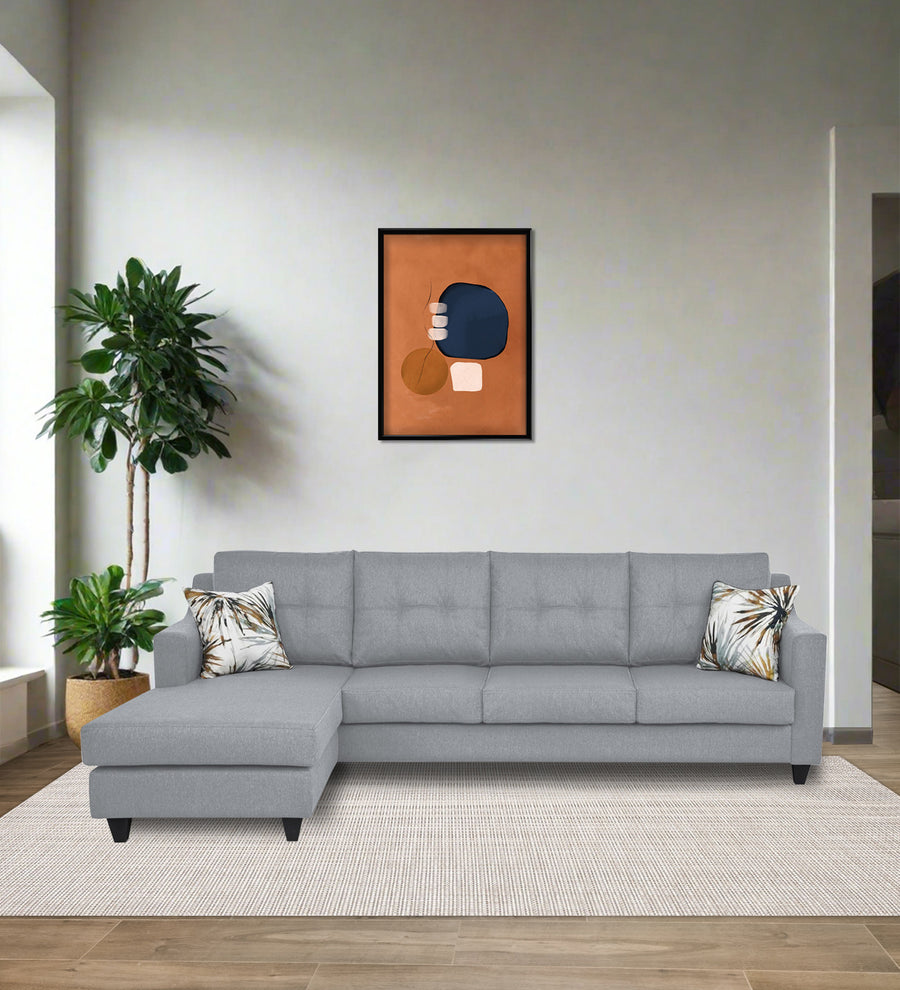 Welly  RHS  (3+Lounger) Fabric Sectional Sofa - Coin Grey by Febonic Living