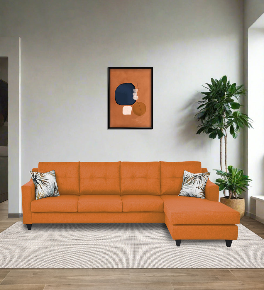 Welly  LHS  (3+Lounger) Fabric Sectional Sofa - Dark Orange by Febonic Living