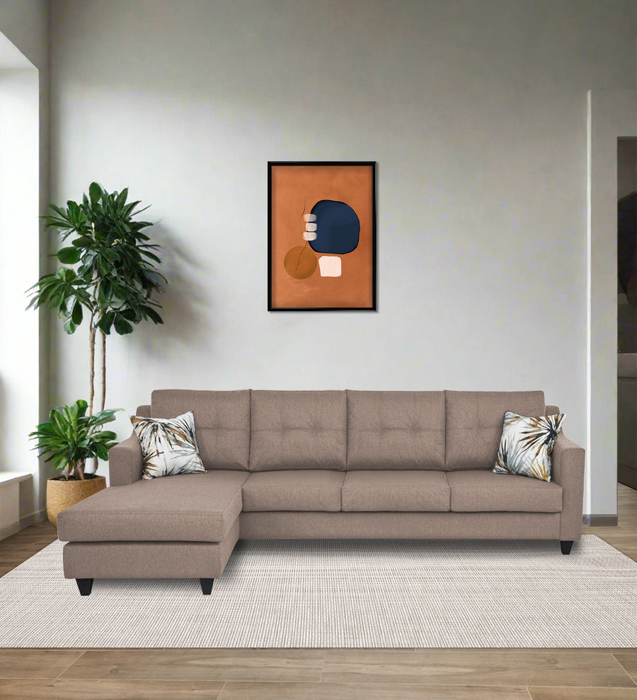 Welly  RHS  (3+Lounger) Fabric Sectional Sofa - Kadhi Beige by Febonic Living
