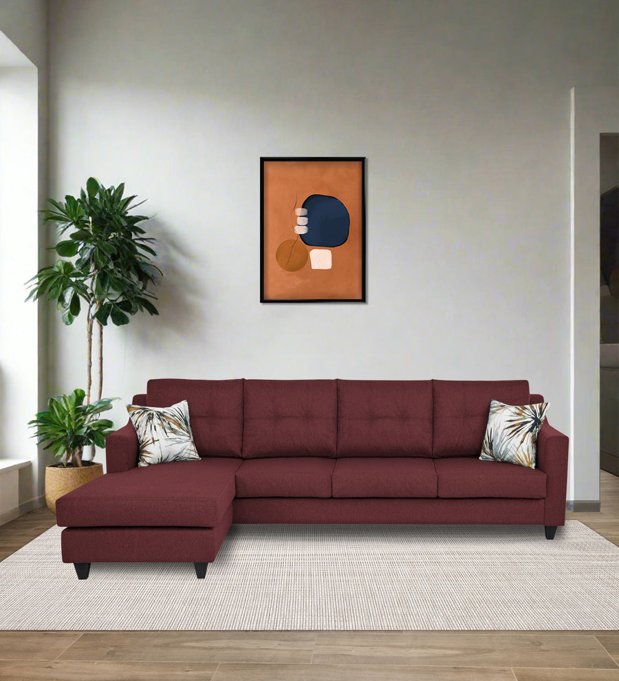 Welly  RHS  (3+Lounger) Fabric Sectional Sofa - Blaze Red by Febonic Living