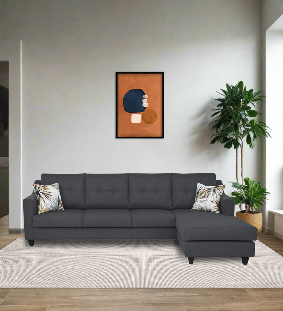 Welly  LHS  (3+Lounger) Fabric Sectional Sofa - Maba Grey by Febonic Living