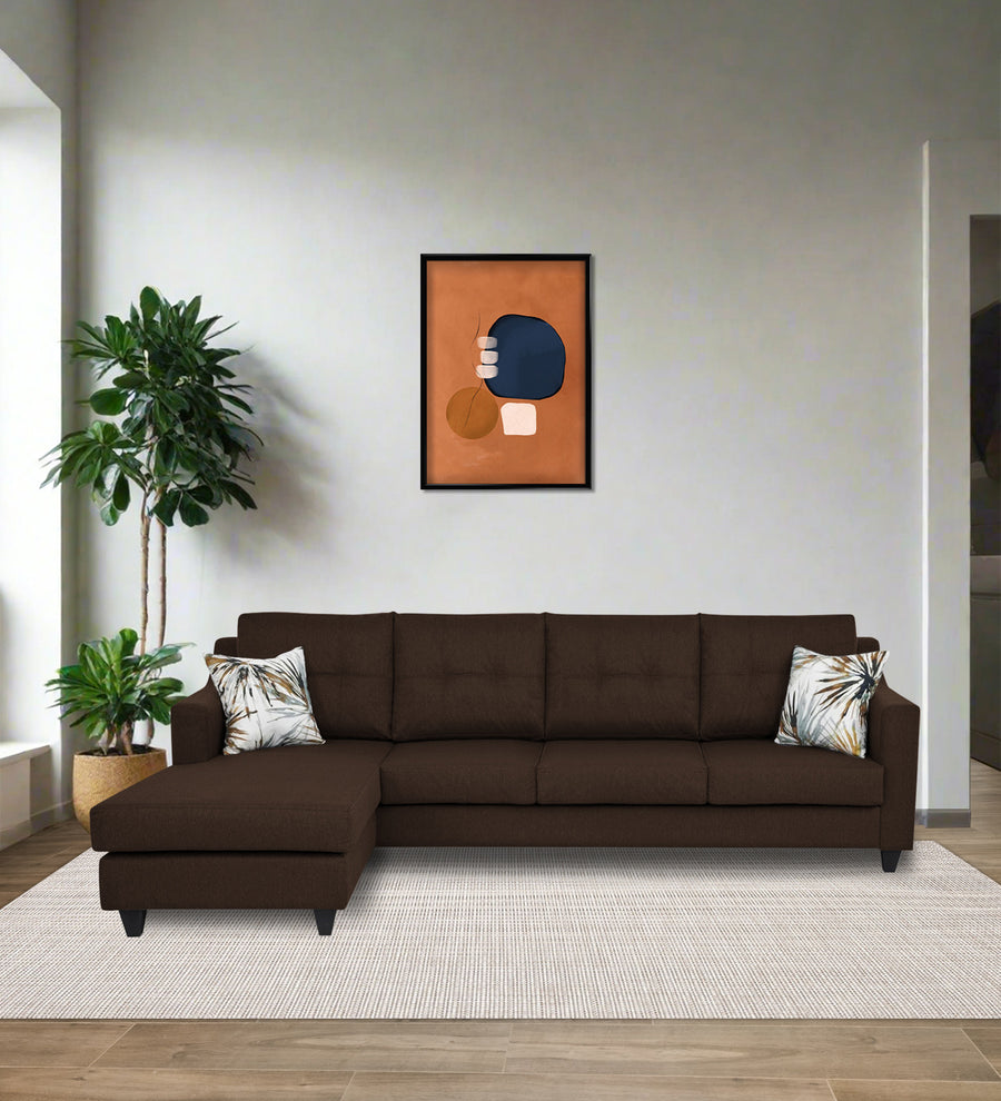 Welly  RHS  (3+Lounger) Fabric Sectional Sofa - Cidar Brown by Febonic Living