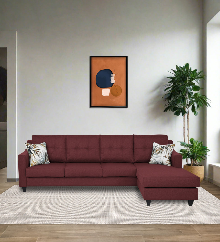 Welly  LHS  (3+Lounger) Fabric Sectional Sofa - Blaze Red by Febonic Living