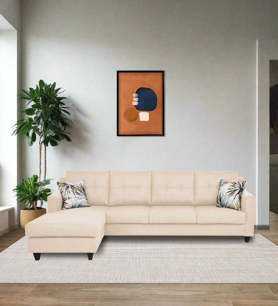 Welly  RHS  (3+Lounger) Fabric Sectional Sofa - Woom Beige by Febonic Living