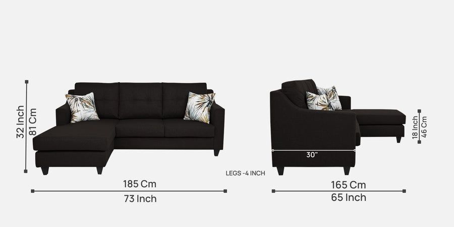 Welly Fabric Rhs Sectional Sofa 2 Lounger In Cara Brown Colour - Febonic Living