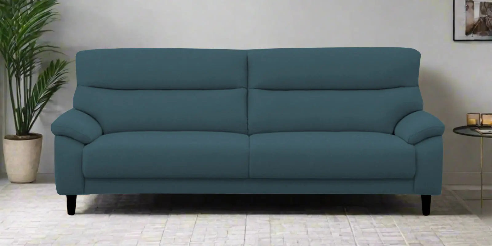 Zibby Fabric 3 Seater Sofa In Sea Blue Colour Febonic Living