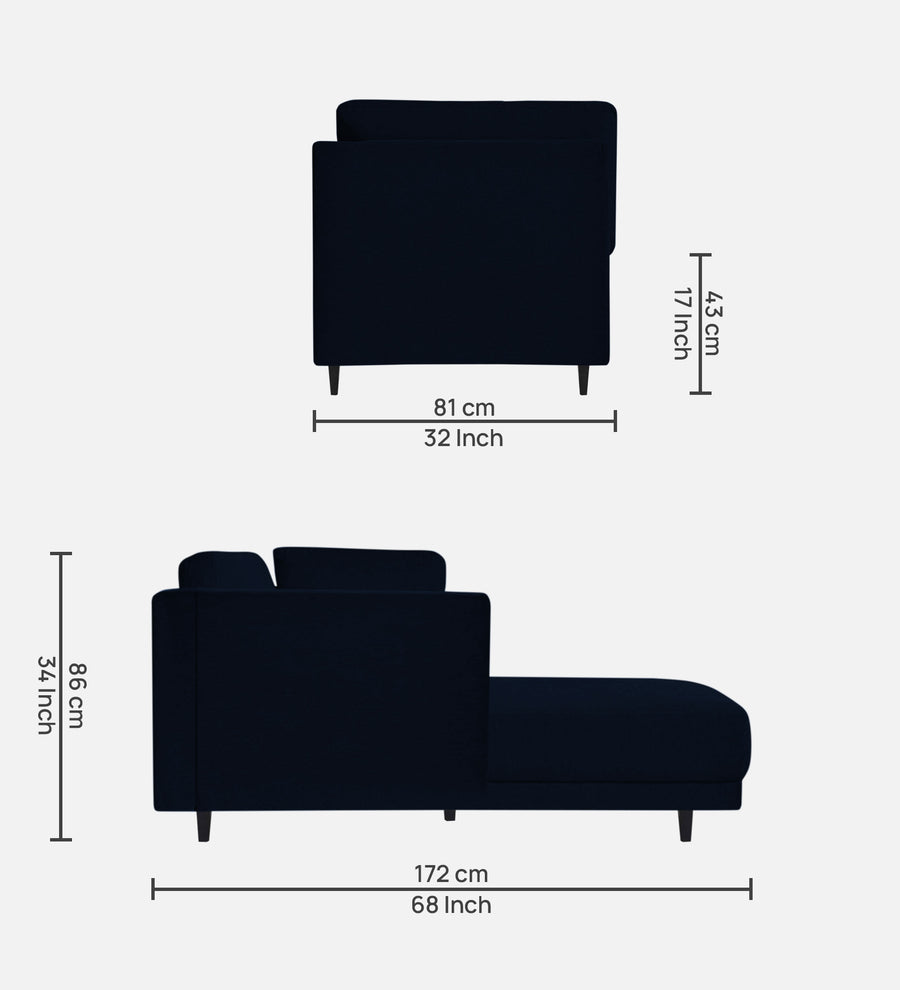 Jonze Velvet Rhs Chaise Lounger In Dark Blue Colour - Febonic Living