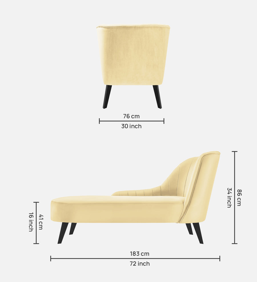 Flora Velvet Lhs Chaise Lounger In Sandy Beige Colour - Febonic Living