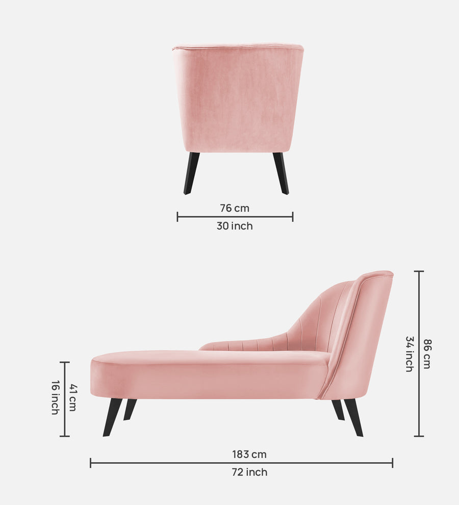 Flora Velvet Lhs Chaise Lounger In Millennial Pink Colour - Febonic Living