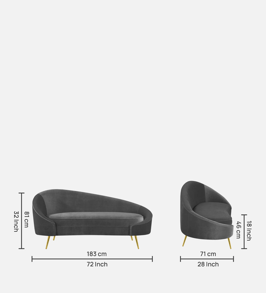 Cely Velvet Rhs Chaise Lounger In Davy Grey Colour - Febonic Living