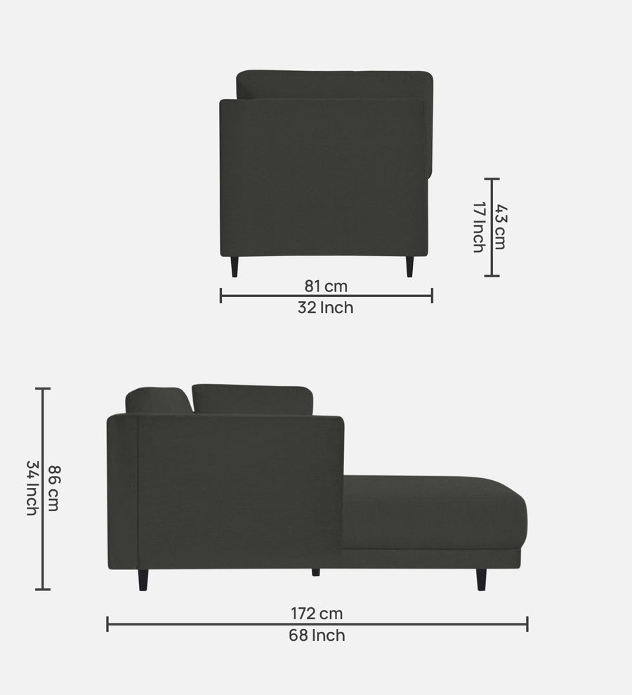 Jonze Velvet Rhs Chaise Lounger In Hory Grey Colour - Febonic Living