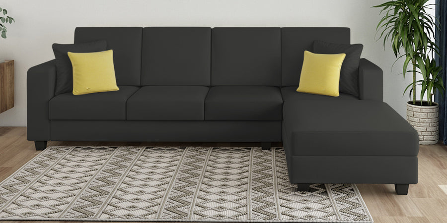 Nabi Fabric Lhs Sectional Sofa 3 Lounger In Charcoal Grey Colour - Febonic Living