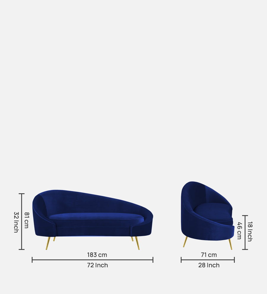 Cely Velvet Rhs Chaise Lounger In Imperial Blue Colour - Febonic Living