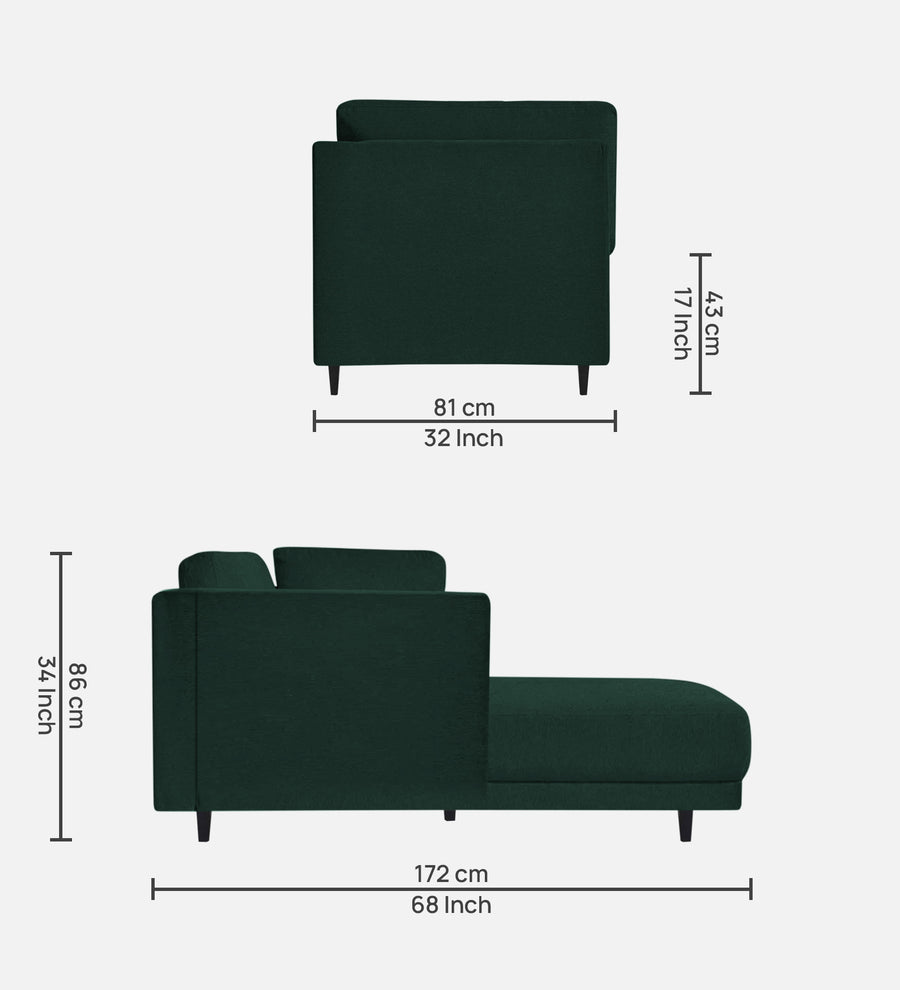Jonze Velvet Rhs Chaise Lounger In Forest Green Colour - Febonic Living