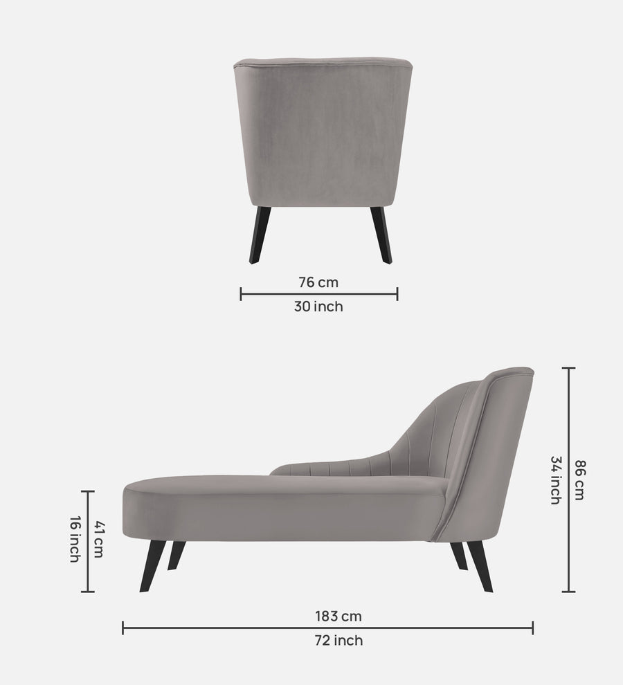 Flora Velvet Lhs Chaise Lounger In Pearl Grey Colour - Febonic Living