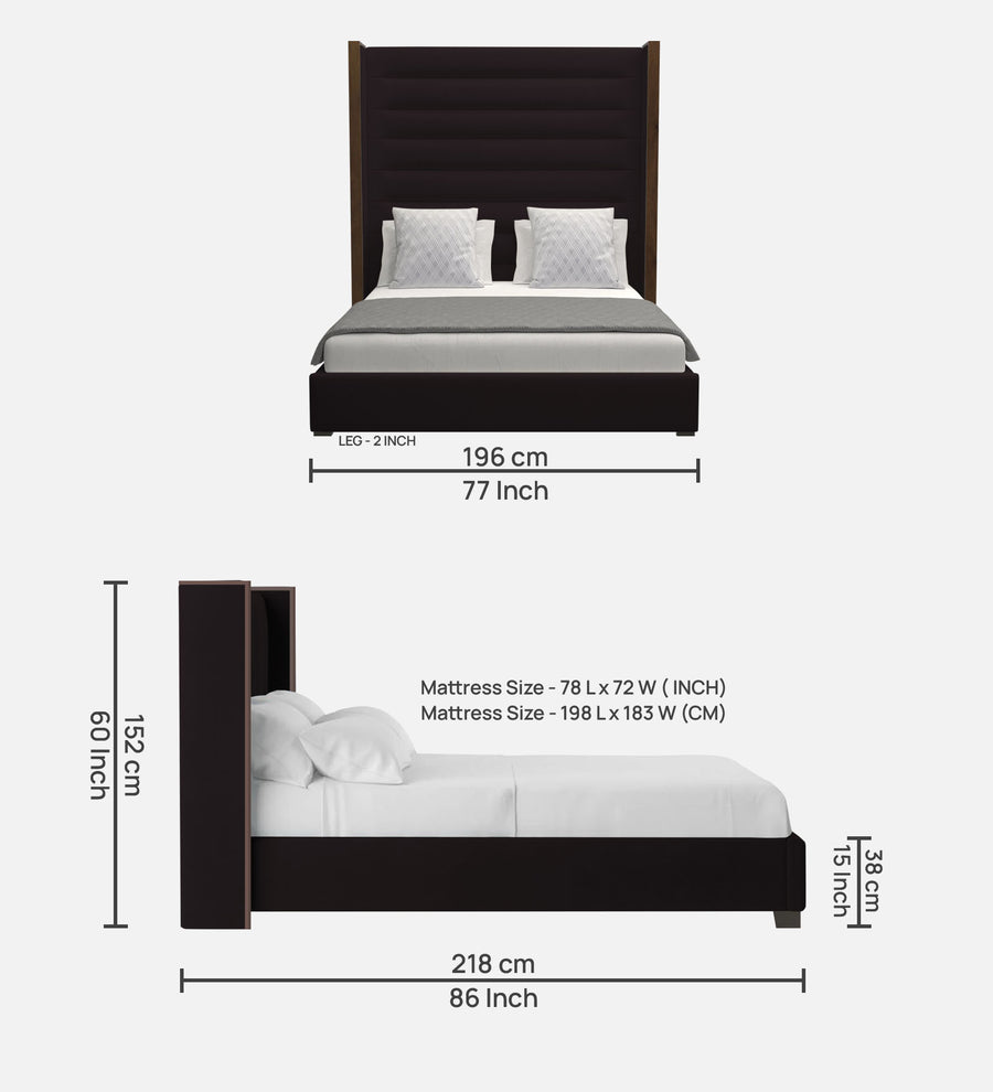 Sunny Fabric Upholstered King Size Bed In Cara Brown Colour - Febonic Living